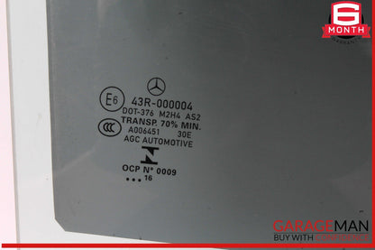 15-21 Mercedes W205 C300 C400 Rear Right Side Door Window Glass OEM