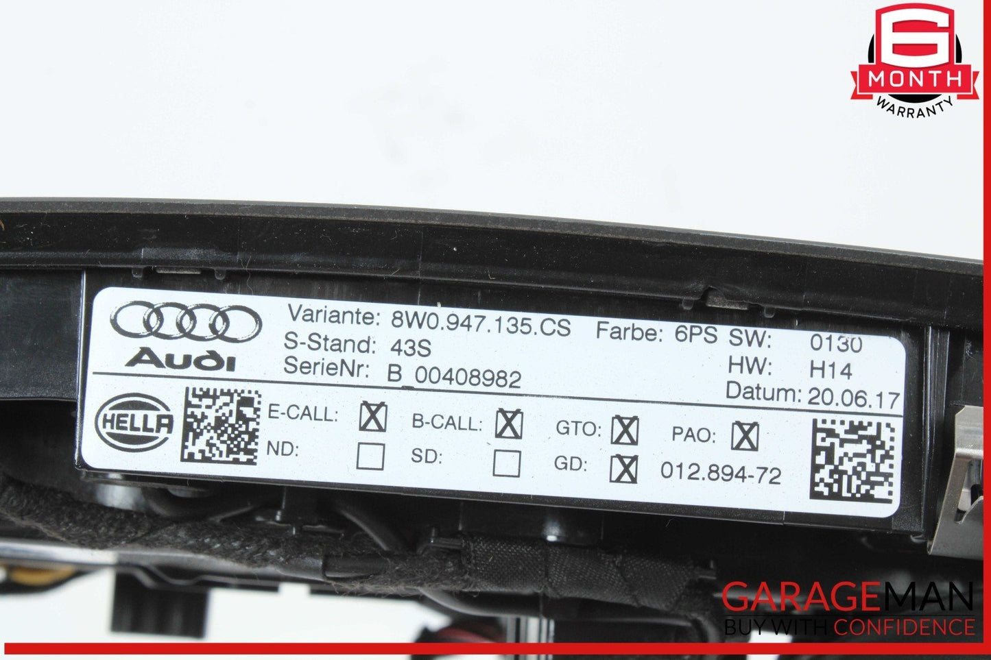 18-24 Audi A5 Quattro S5 Roof Overhead Console Dome Light Lamp Switch OEM