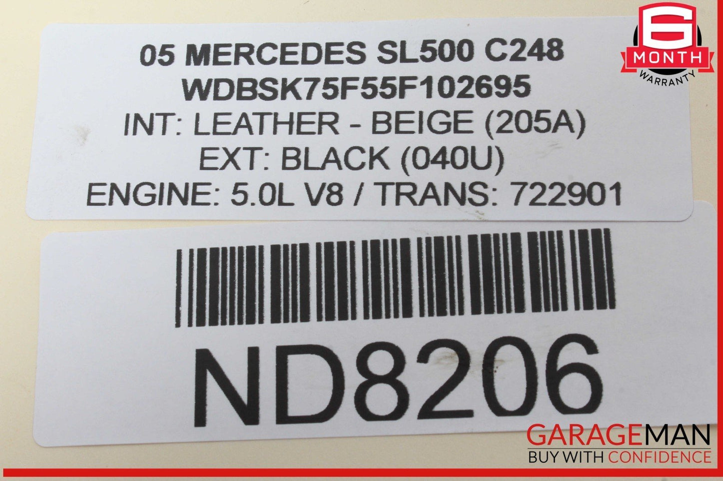 03-12 Mercedes R230 SL500 S55 AMG Convertible Right Lock Pawl Cylinder OEM