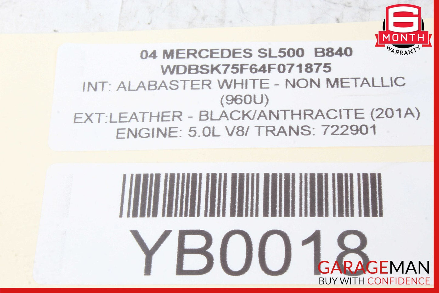 Mercedes R230 SL500 SL55 AMG Convertible Top Roof ABC Mirror Control Switch OEM