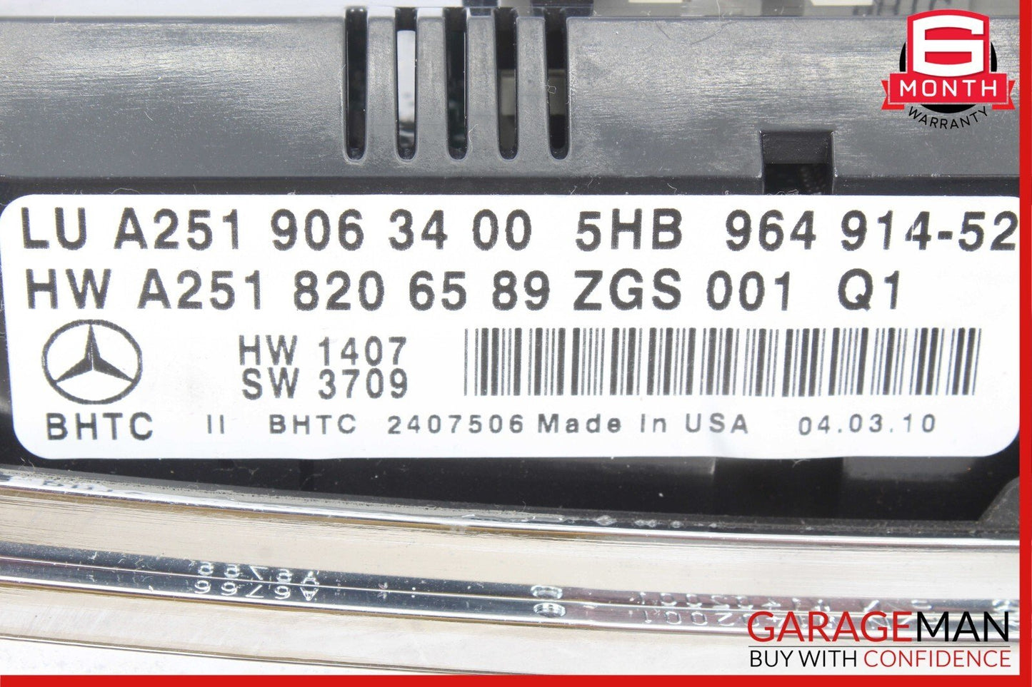 09-12 Mercedes W164 ML550 Center Dash AC A/C Heater Temperature Switch Assembly