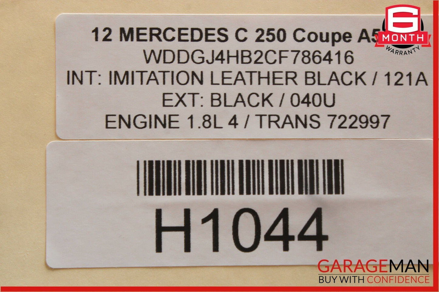 12-15 Mercedes W204 C250 C350 Coupe Front Right Top Upper Seat Cushion Black