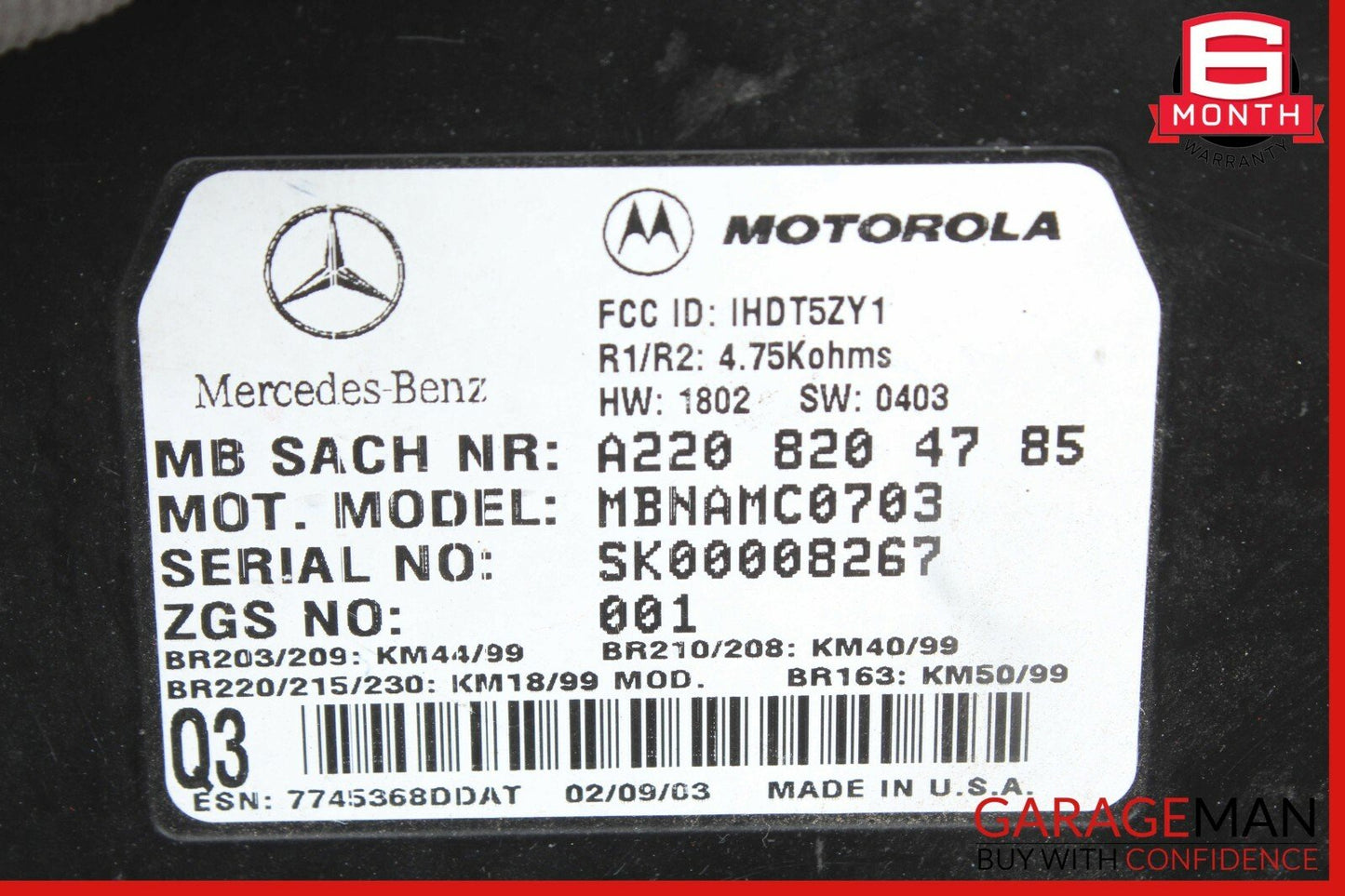 00-06 Mercedes W163 ML500 CL500 Voice Command Control Module OEM