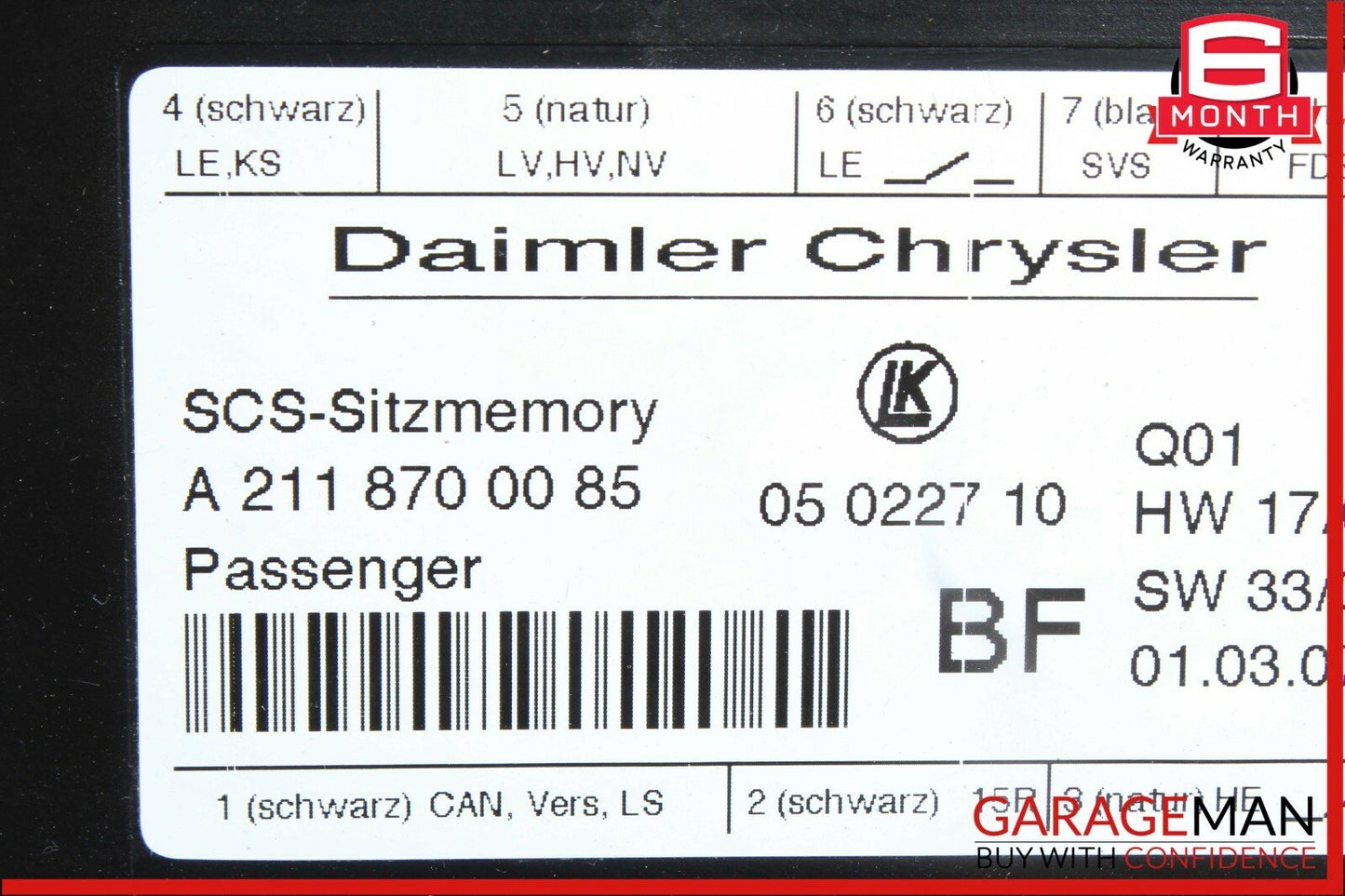 03-12 Mercedes E350 GL550 CLS550 Front Right Passenger Side Seat Control Module