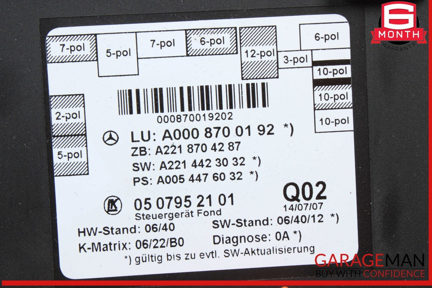 07-13 Mercedes W221 S550 S400 Rear Right or Left Side Door Control Module OEM