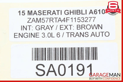 14-17 Maserati Ghibli Rear Bumper Reinforcement Impact Crash Bar Rebar OEM