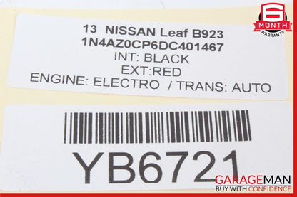 11-15 Nissan Leaf Rear Left Driver Side Exterior Door Handle OEM