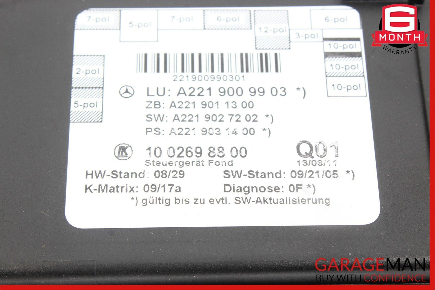 07-13 Mercedes W221 S500 S550 Rear Right or Left Side Door Control Module OEM