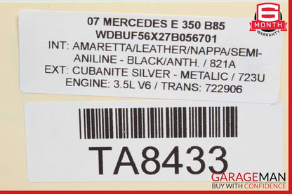 06-11 Mercedes W211 E350 R350 Fuel Injection Rail Line w/ Injectors 2720701395