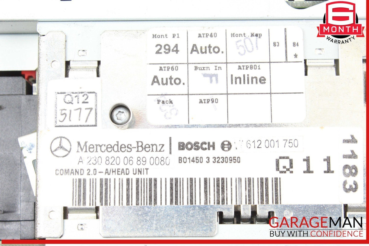 Mercedes-Benz SL500 Command Head Unit Navigation Radio A2308200689, 7612001450