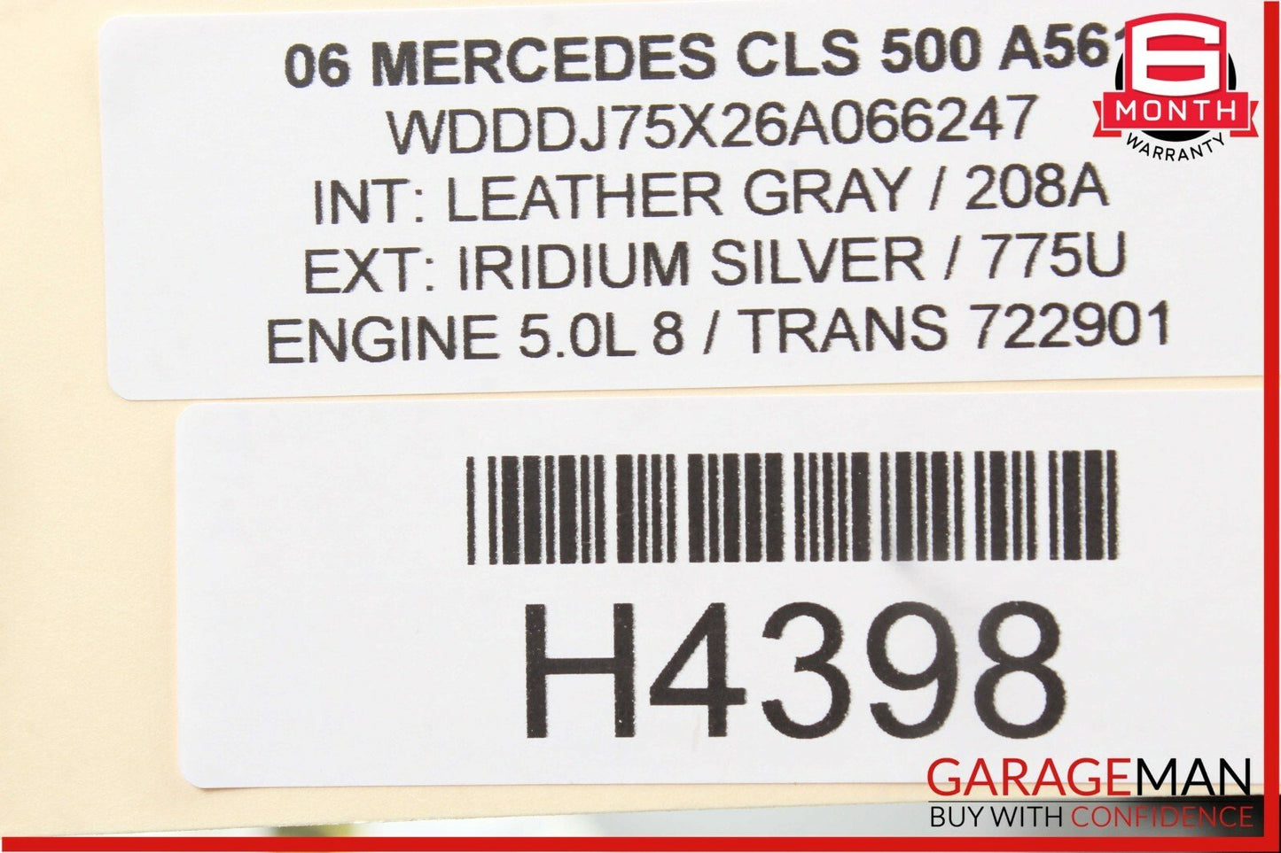 03-11 Mercedes W219 CLS500 E500 Rear Overhead Dome Light Reading Map Beige