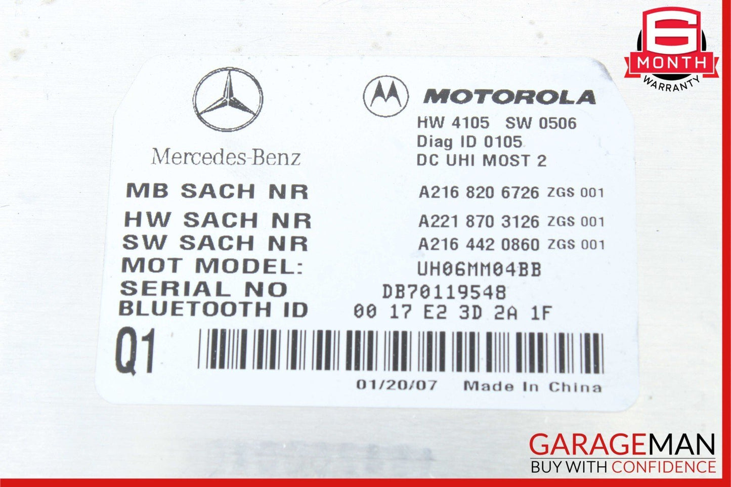 07-10 Mercedes W221 S550 CL550 Bluetooth Communication Module Unit