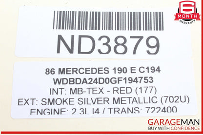 84-93 Mercedes W201 190E 190D Rear Right Passenger Side Seat Belt Seatbelt OEM