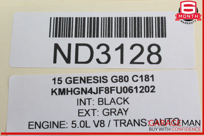15-20 Hyundai Genesis G80 Front Right Passenger Side Seat Belt Seatbelt Black
