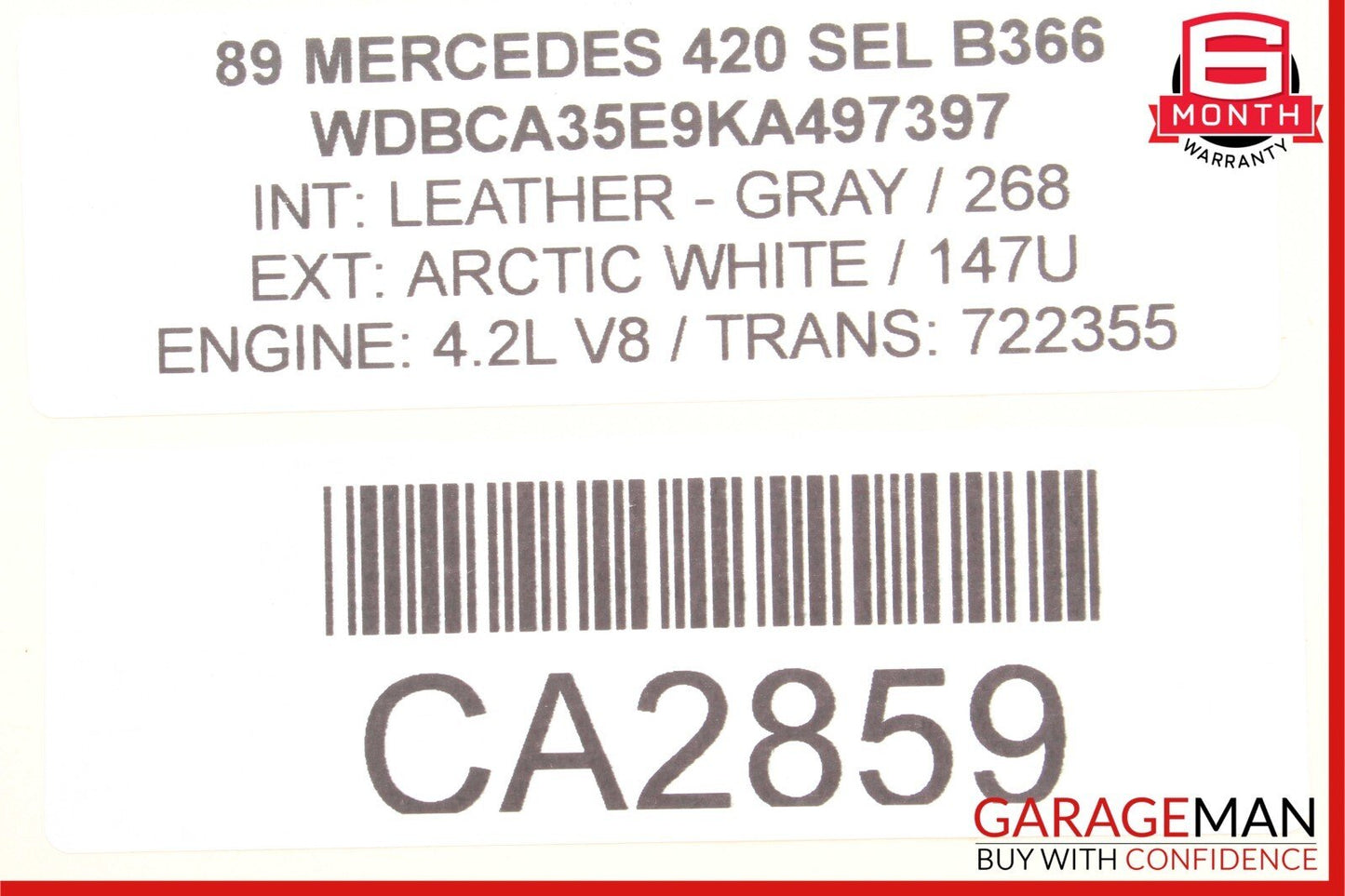 86-91 Mercedes W126 420SEL Front Left Driver Side Door Arm Rest Panel Gray OEM