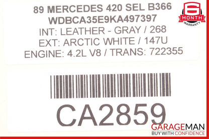 86-91 Mercedes W126 420SEL Front Left Driver Side Door Arm Rest Panel Gray OEM