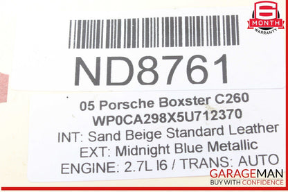 97-05 Porsche Boxster 987 Rear Left or Right Side Lower Control Arm Track OEM