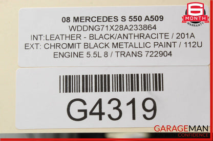 07-13 Mercedes S550 CL550 Front Right Sun Visor Sunvisor Shade Cover Suede Grey