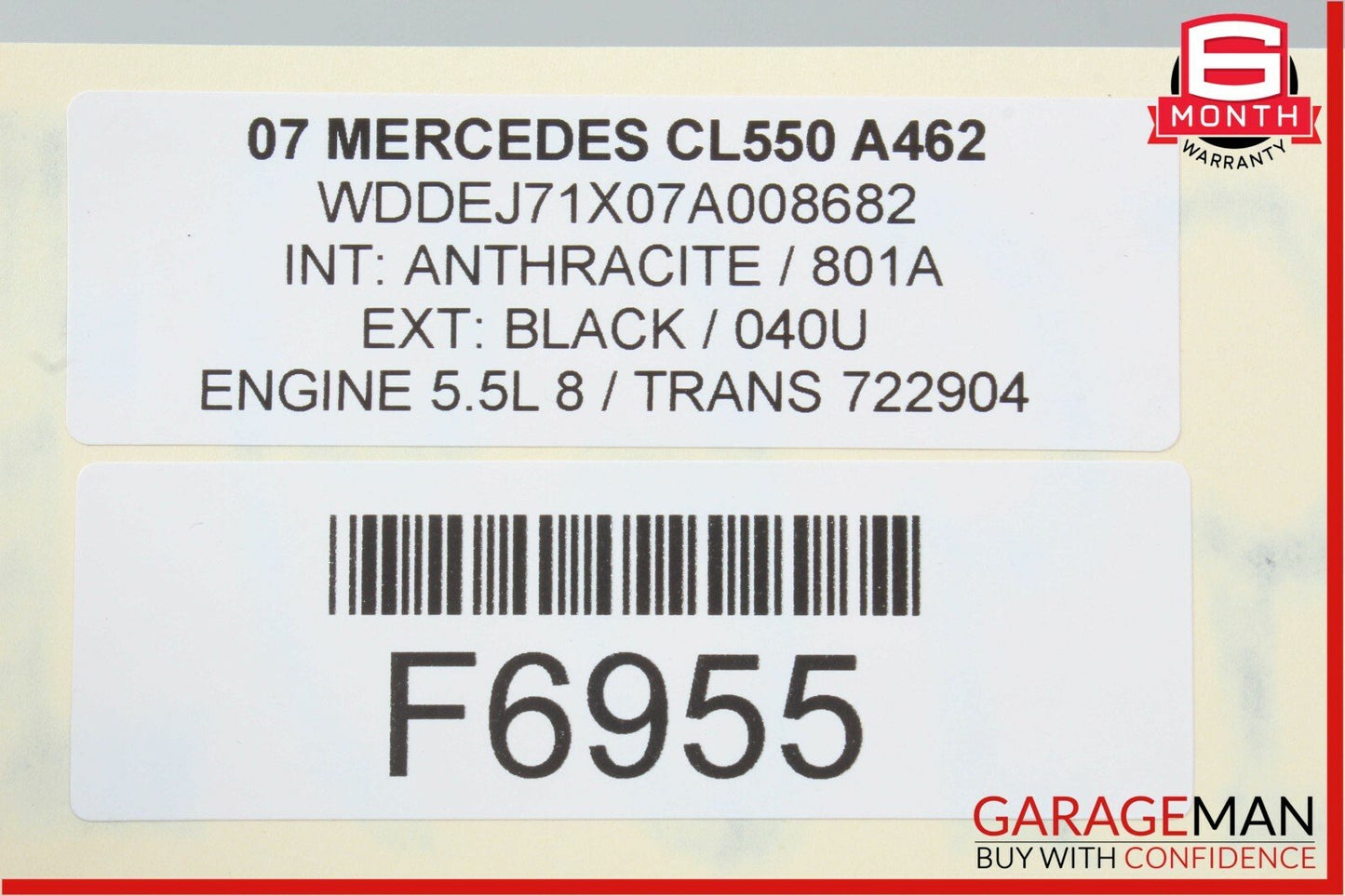 07-10 Mercedes W216 CL550 CL65 AMG Rear Trunk Lid Deck Shell Panel Black OEM