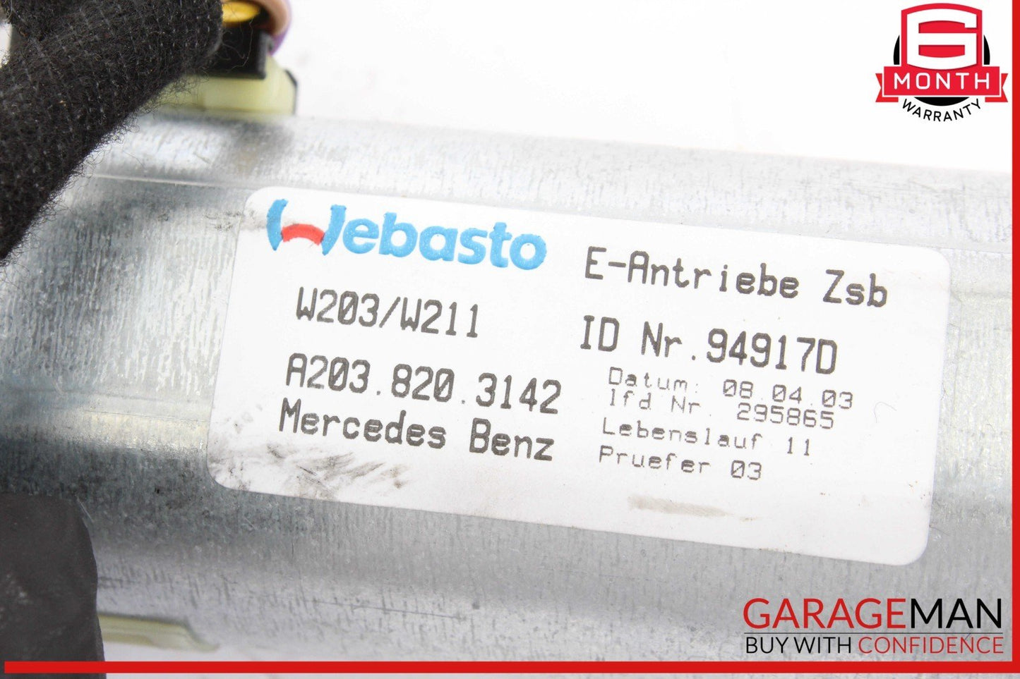 01-11 Mercedes W209 CLK500 E320 CLS500 Sunroof Sun Roof Motor 2038203142 OEM