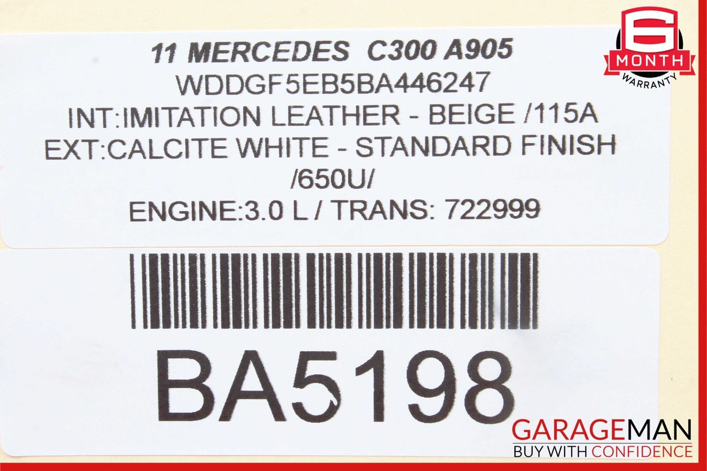 08-14 Mercedes W204 C300 Front Right Side Seatbelt Seat Belt Retractor Beige