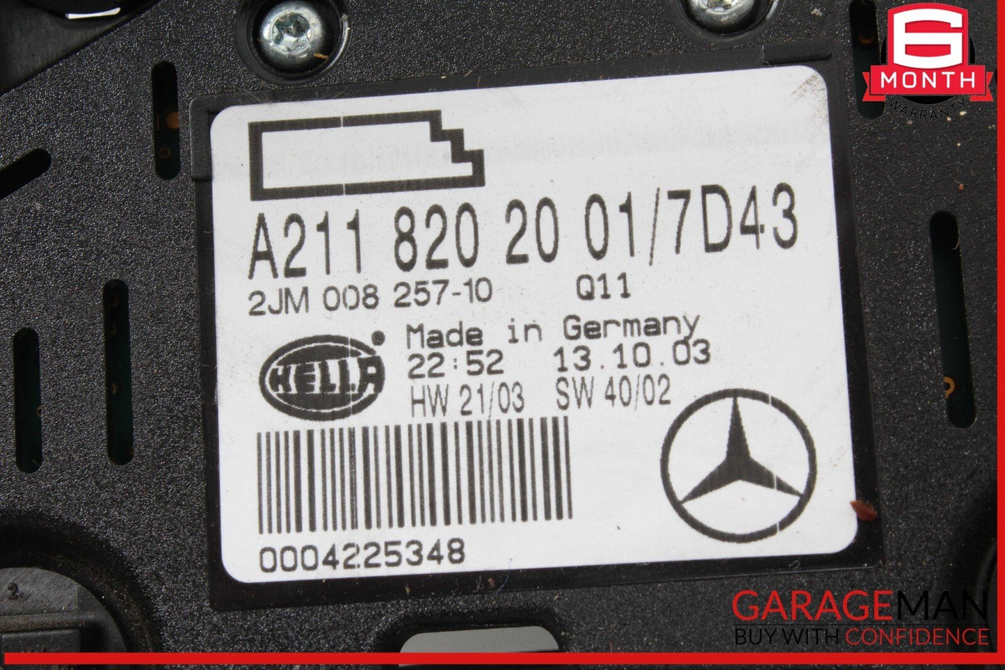 03-11 Mercedes W211 E320 CLS500 Rear Overhead Dome Light Gray 2118202001 OEM