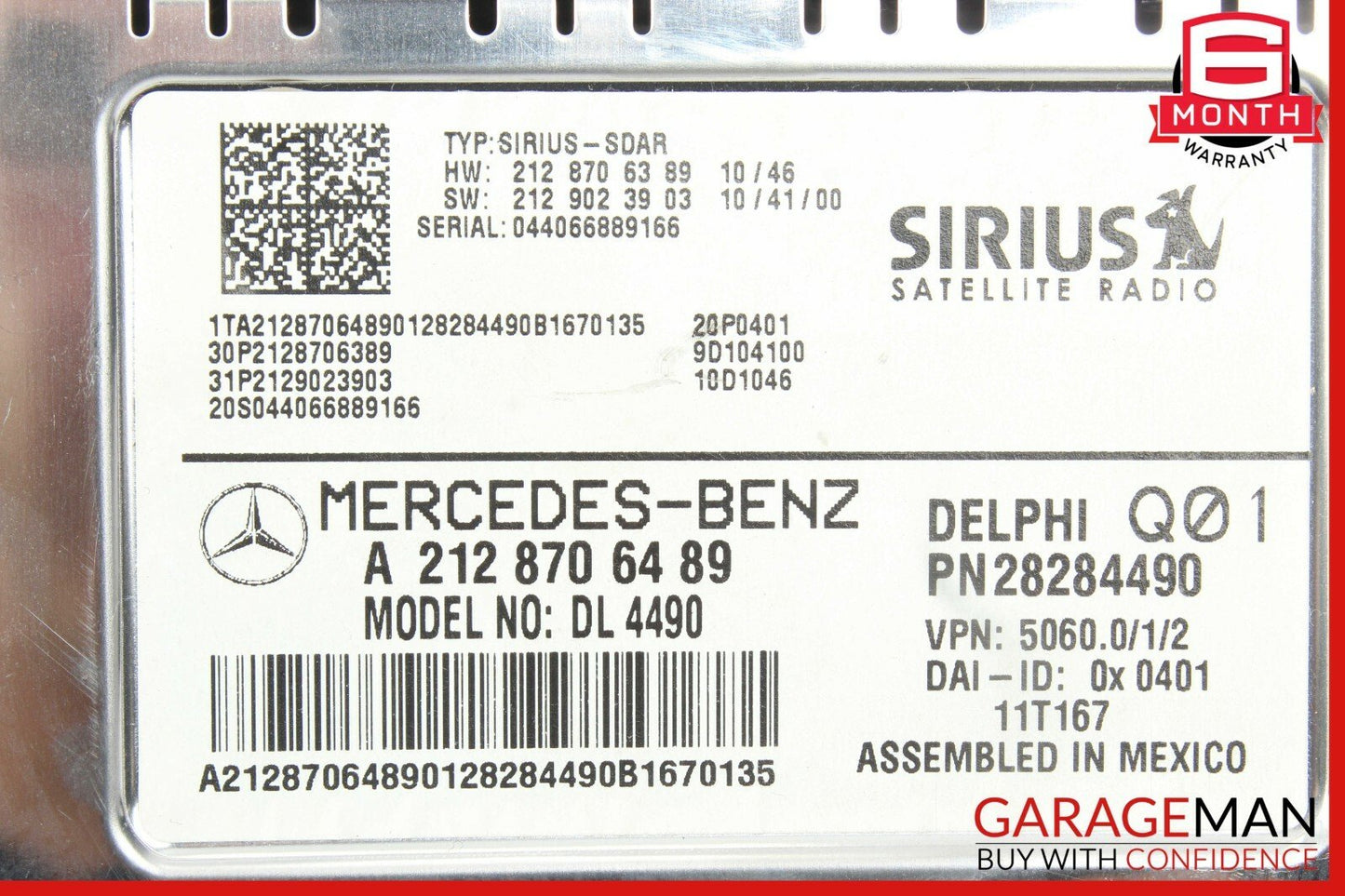 12-14 Mercedes R172 SLK350 CLS500 Sirius Satellite Radio Receiver Control Module