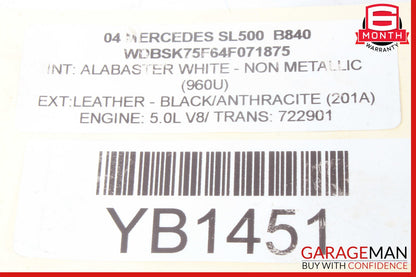 03-06 Mercedes R230 SL500 Rear Right Spindle Knuckle Hub Bearing w/ Rotor Disc
