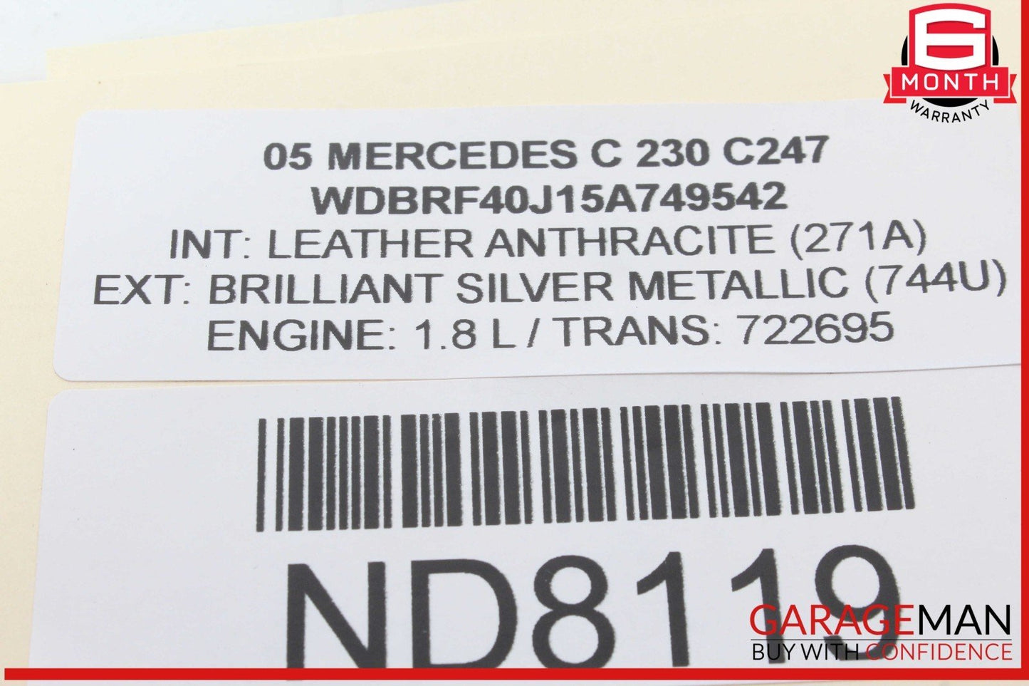 01-07 Mercedes W203 C230 C350 Rear Right Side Door Control Module 2038202285