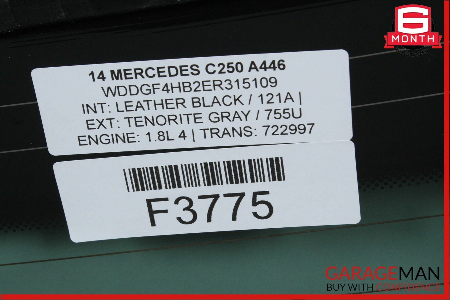 12-14 Mercedes W204 C250 C63 AMG Sedan Rear Windshield Wind Shield Window Glass