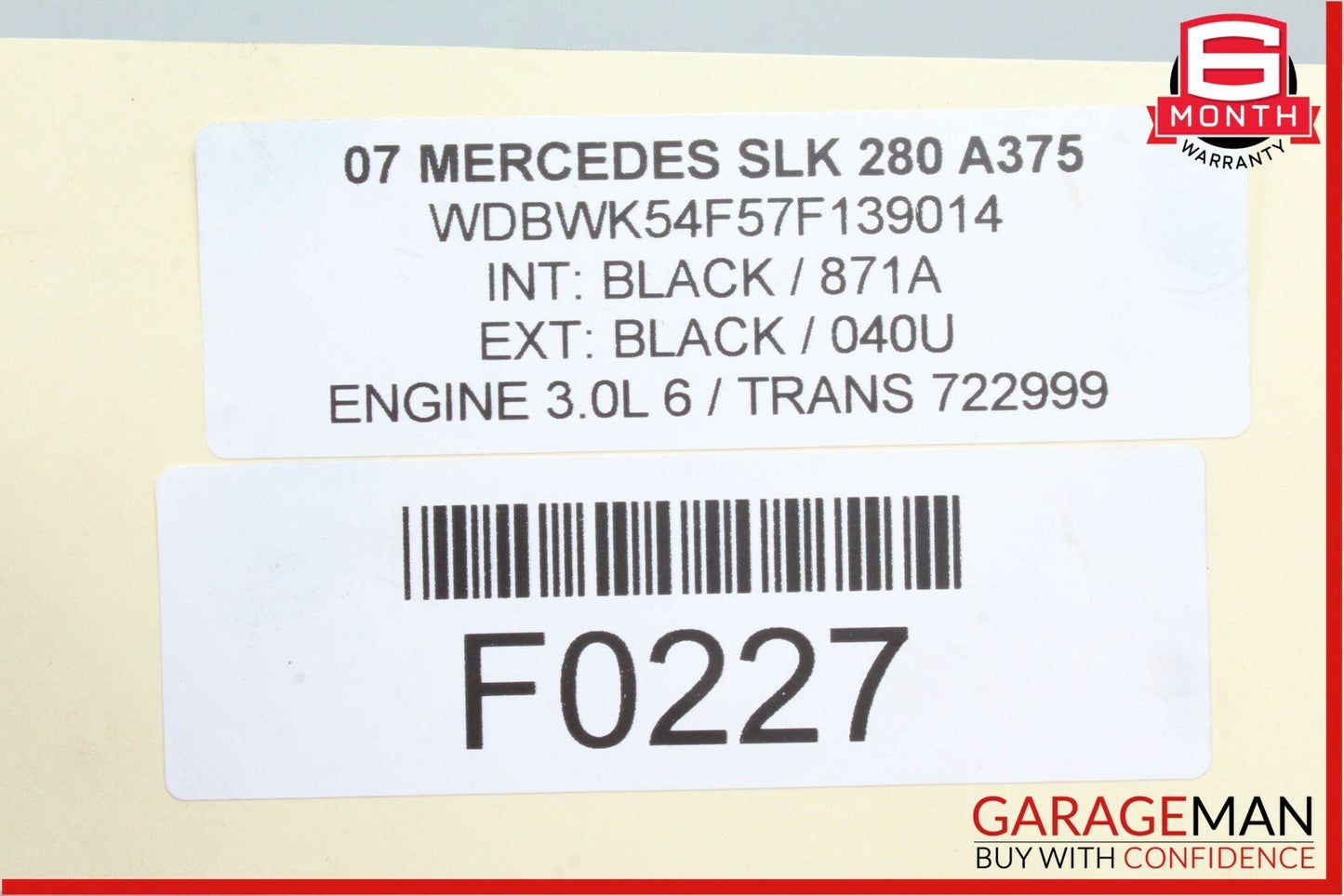 05-11 Mercedes R171 SLK350 SLK280 Convertible Top Right Trunk Lid Cylinder OEM