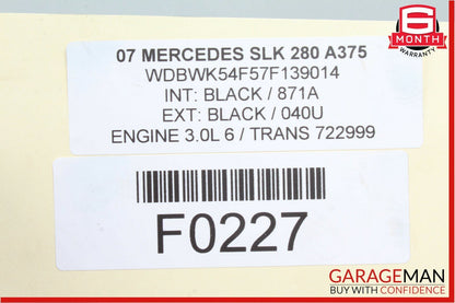 05-11 Mercedes R171 SLK350 SLK280 Convertible Top Right Trunk Lid Cylinder OEM