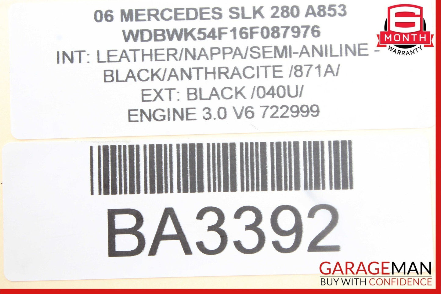 05-11 Mercedes R171 SLK280 SLK350 Convertible Top Right Trunk Lid Cylinder OEM