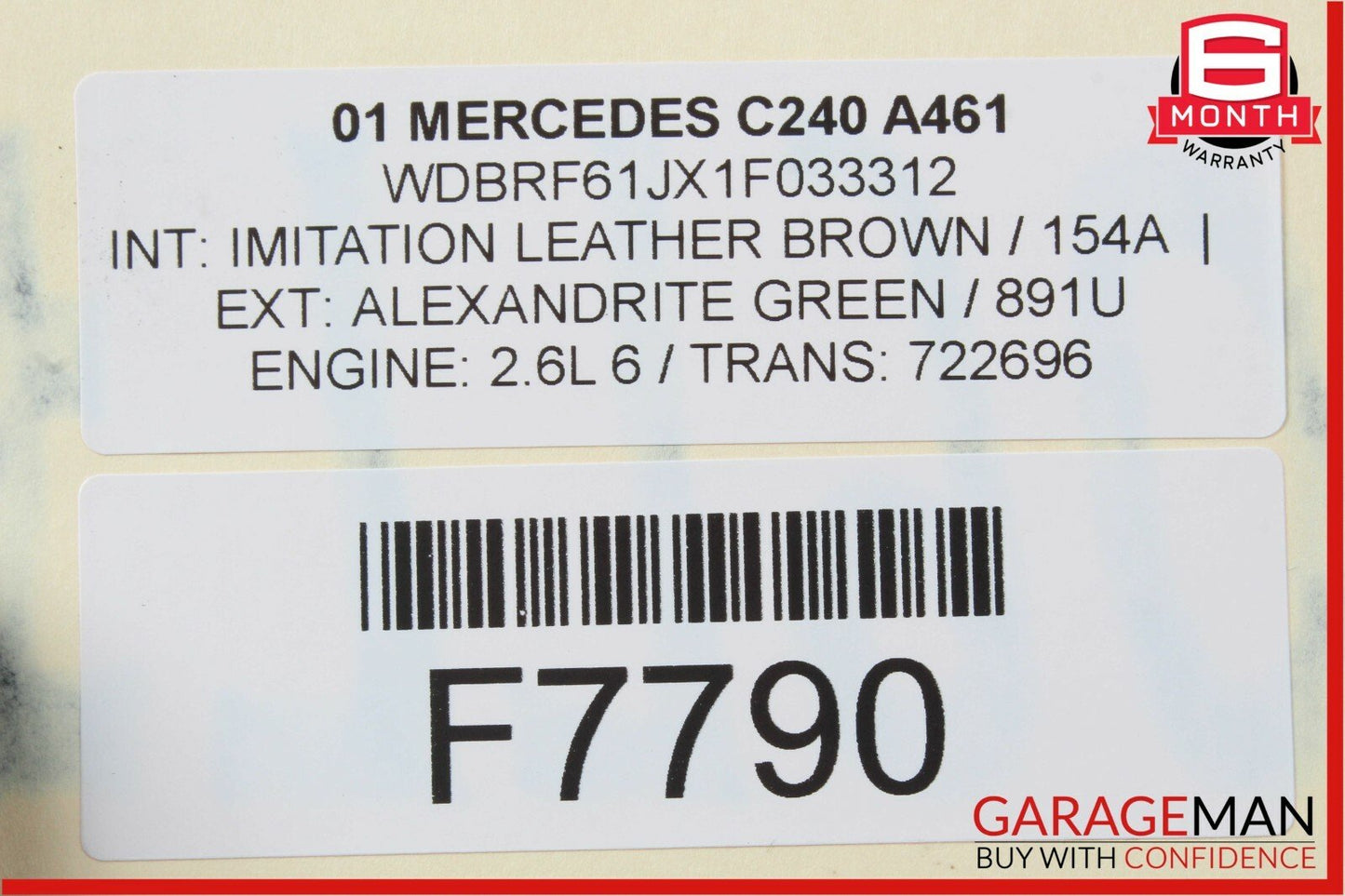 01-07 Mercedes W203 C240 Sport Left Driver Side Skirt Rocker Panel Green OEM