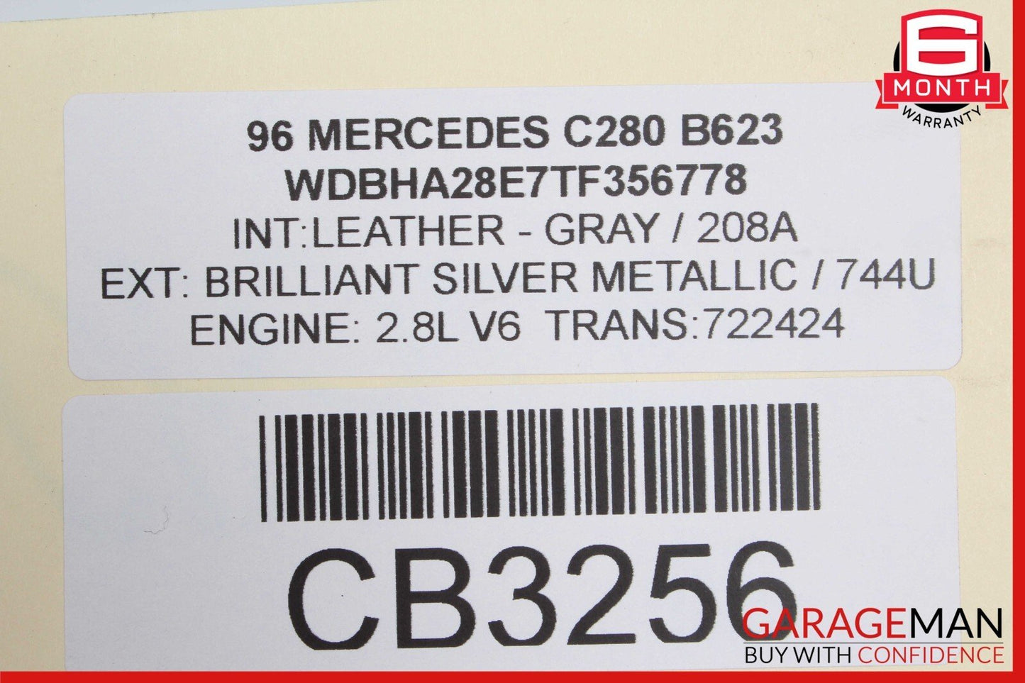 96-97 Mercedes W202 C230 C280 Rear Left Side Interior Door Panel Cover Grey OEM