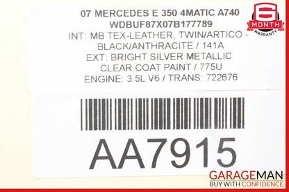 07-11 Mercedes W211 E350 SLK350 Engine Intake Filter Air Box Cover Assembly OEM