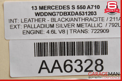 07-13 Mercedes W221 S550 Rear Center Seat Belt Retractor Buckle Assembly Black