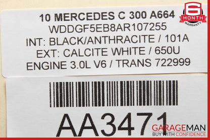 08-11 Mercedes W204 C250 C300 Rear Center Seat Headrest Black OEM