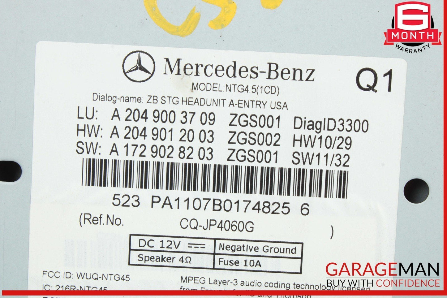 12-15 Mercedes W204 C250 Front GPS Navigation Command Head Unit CD Audio OEM