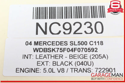 03-06 Mercedes R230 SL500 Convertible Top Roof ABC Mirror Control Switch OEM