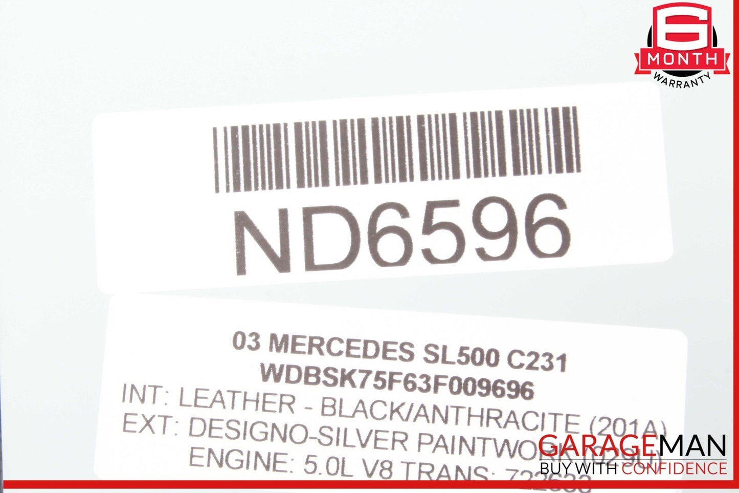 03-12 Mercedes R230 SL500 SL55 AMG Rear Left Side Quarter Window Glass OEM