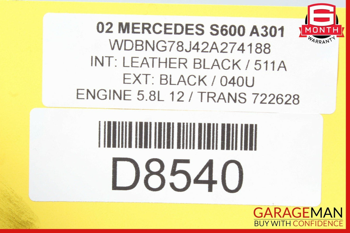 01-02 Mercedes W215 S600 CL600 Left Engine Motor Cylinder Head 1370161501 OEM