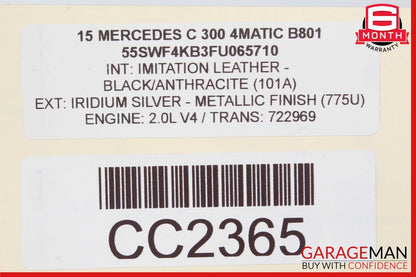 15-18 Mercedes W205 C300 C350e Front Right Side Lower Bottom Seat Cushion Black