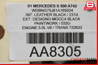 00-06 Mercedes W220 S430 S500 Front Right Side Exterior Door Handle Black OEM