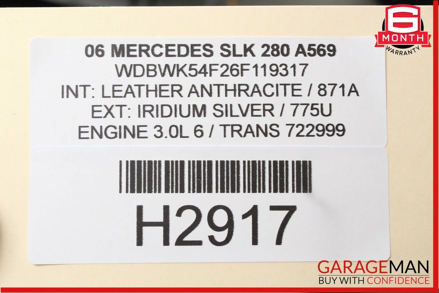 05-11 Mercedes R171 SLK280 Left Side Convertible Roof Top Trunk Lid Cylinder OEM
