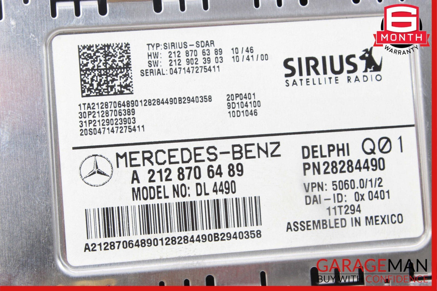 12-15 Mercedes SLK350 GLK350 E350 Sirius Satellite Radio Receiver Control Module
