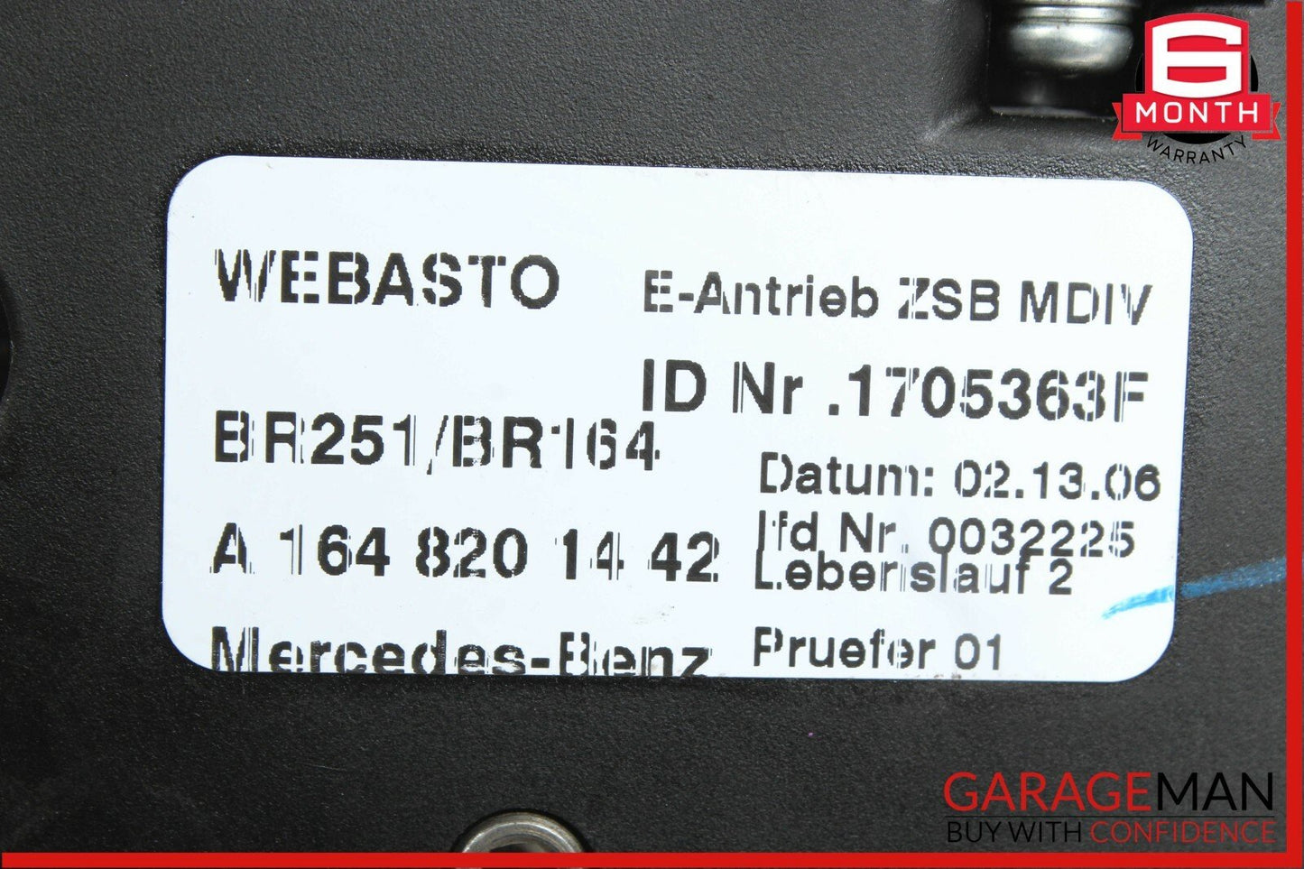 06-12 Mercedes GL450 GL550 R350 ML350 Pano Panoramic Sunroof Sun Roof Motor