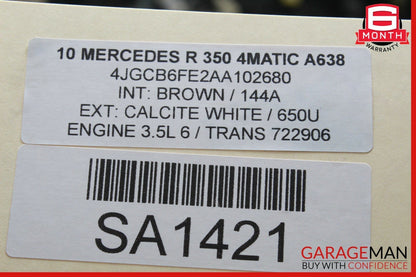 09-13 Mercedes W251 R350 R320 Rear Trunk Subwoofer Speaker 2518200602 OEM