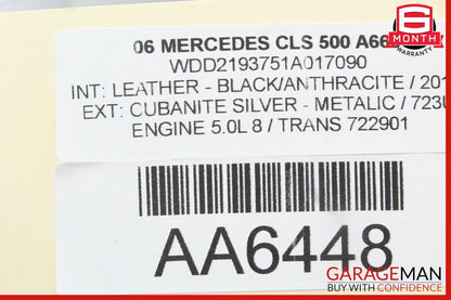06-09 Mercedes W219 CLS500 Front Overhead Dome Light Reading Map Lamp Grey