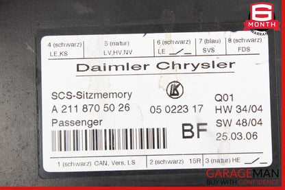 05-12 Mercedes R171 SLK280 E350 R350 Front Right Side Under Seat Control Module